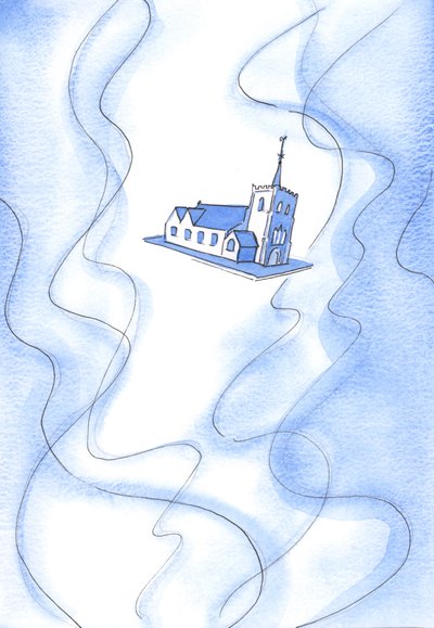 La santidad de Dios es tan grande que - todo a la vez - llena nuestra iglesia, y también sostiene todo el edificio en luz y fuego invisibles, 2002 de Elizabeth Wang