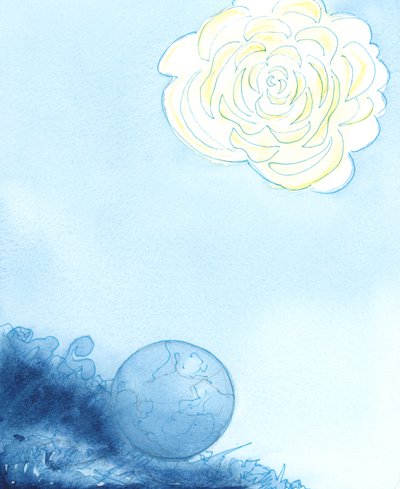 El cielo fue representado como una enorme flor, en cuyo corazón había un hermoso, perfumado y deslumbrante santuario de Elizabeth Wang