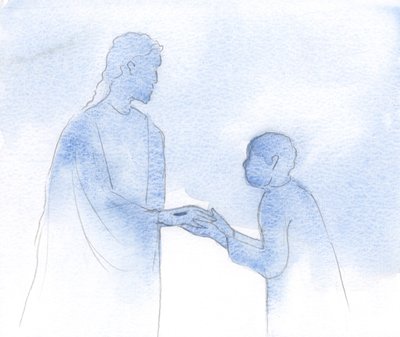 Tomando Su mano, lado a lado con Él, debo suplicar por los vivos y los difuntos, sosteniendo Su mano herida de Elizabeth Wang