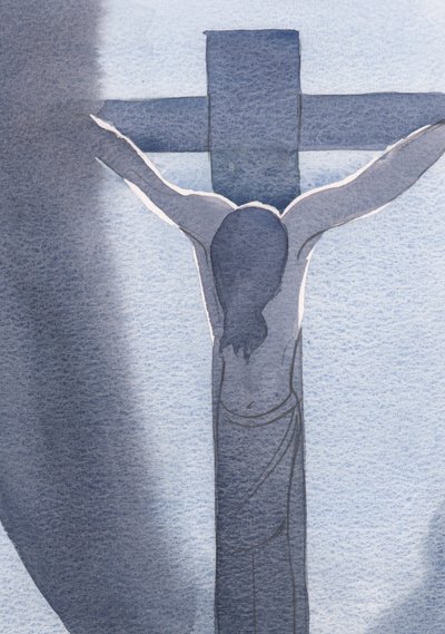 Vi a Jesús, crucificado y ensangrentado, con la cabeza inclinada en tormento. Aquí es donde el amor lo llevó, 2000 de Elizabeth Wang