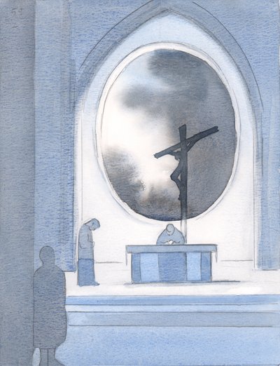 Vi una ventana en el tiempo, y a nuestro querido Señor colgando indefenso en la cruz, 2000 de Elizabeth Wang