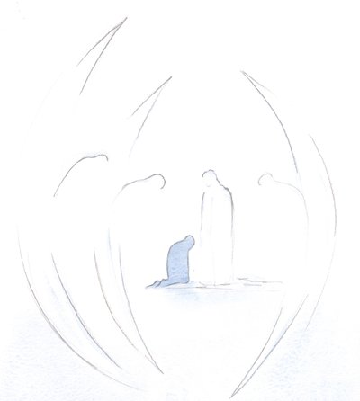Vi cómo los santos ángeles se inclinan reverentemente ante la presencia de Cristo dentro del alma, en la Sagrada Comunión., 2000 de Elizabeth Wang