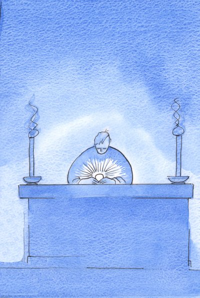 Vi rayos de luz emanando de la Sagrada Hostia: recordatorios de la Divinidad de Cristo y del origen de la imagen de la "Luz Radiante" de Elizabeth Wang