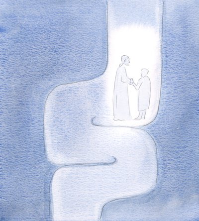Vi que Cristo me sostiene durante mis viajes, mientras avanzamos hacia el Padre, como si viajáramos a través de túneles torcidos, 2000 de Elizabeth Wang