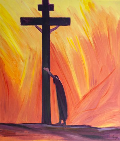 Si nuestros sufrimientos dificultan la oración, podemos simplemente apoyarnos en la Cruz, cerca de Cristo, descansando en Él, y soportar pacientemente nuestras dificultades de Elizabeth Wang