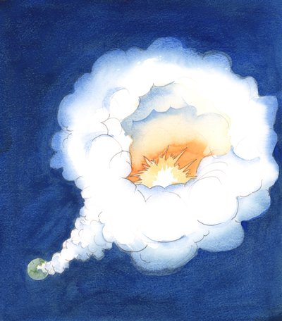 Es como si, muy por encima de la tierra, la Divinidad albergara en su corazón un oasis de luz, 2005 (acuarela sobre papel) de Elizabeth Wang
