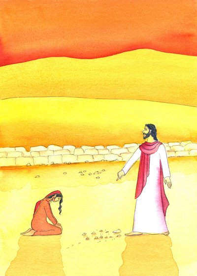 Jesús perdona a la mujer sorprendida en adulterio, 2006 de Elizabeth Wang