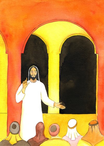 Jesús predicó en el Templo, diciendo la verdad, y enfureciendo a algunas personas que luego tramaron hacerle daño de Elizabeth Wang