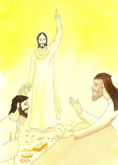 Jesús dice a los cambistas en el Templo: ¿No está escrito: "Mi casa será llamada casa de oración para todas las naciones"?, 2001 de Elizabeth Wang
