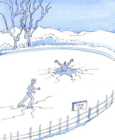 Así como una persona que patina deliberadamente sobre hielo delgado está destinada a caer a través de él, así las personas que ignoran voluntariamente las leyes de Dios corren el riesgo de caer y perderse, 2003 de Elizabeth Wang