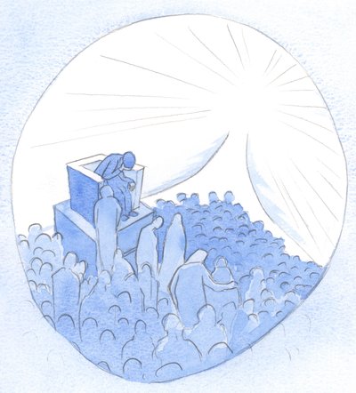 Muchas personas viajan juntas hacia el Cielo. Cada Madre terrenal o espiritual puede llevar almas heridas al lugar de renacimiento y reconciliación, 2001 de Elizabeth Wang