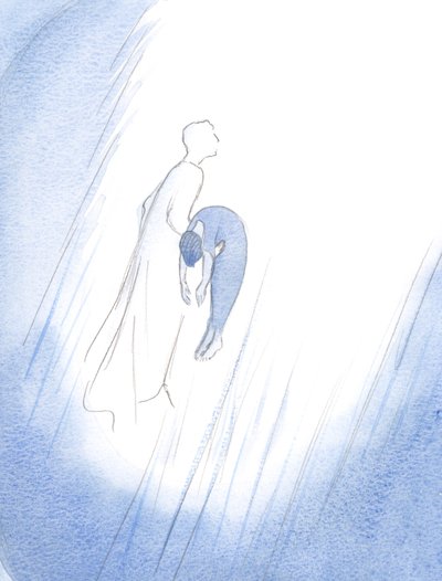 Una vez, Cristo abrazó rápidamente a un alma recién purificada, elevándola como a un recién nacido hacia el Cielo. de Elizabeth Wang