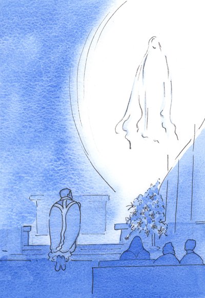 Nuestra Señora Bendita apareció en una Luz Radiante, cerca de nosotros, deleitándose en nuestra devoción mientras todos rezábamos el rosario, en mayo de Elizabeth Wang