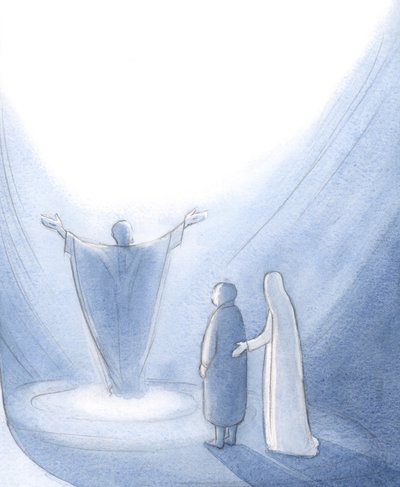 Nuestra Bendita Señora nos pastorea a cada uno de nosotros, animándonos a orar con Cristo a Dios nuestro Padre. de Elizabeth Wang