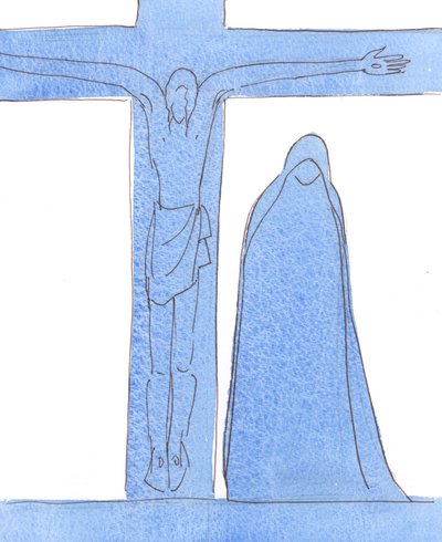 Nuestra Señora de los Dolores: Nuestra Bendita Señora mostró reverencia por Dios, en amor, obediencia y sumisión, no solo cuando fue abordada como adolescente por un Ángel, sino a lo largo de su vida, y bajo la Cruz, 2004 de Elizabeth Wang