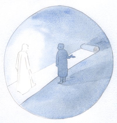 Nuestra vida futura es como una carretera real. Podemos salir a ella, exigiendo atención, o podemos caminar pacientemente detrás de Cristo., 2001 de Elizabeth Wang