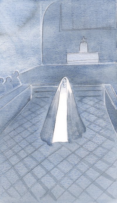 Ella, pura como Cristo, se encontraba entre estos frailes dominicos en Oxford que viven para Su Hijo, atados por sus votos triples, 2000 de Elizabeth Wang