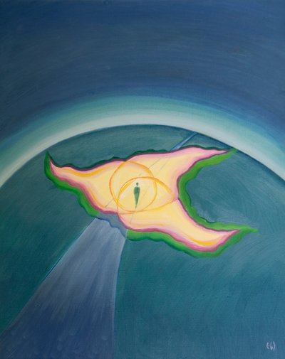 Las Personas Divinas son como tres llamas en un solo fuego, cuya presencia y protección nos envuelven en nuestro viaje terrenal, 2001 de Elizabeth Wang