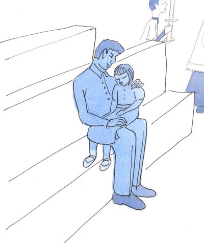 El Señor no se preocupa más por mi distracción en la Misa, cuando estoy cansado y con dolor, que si fuera una niña enferma en el regazo de su padre, en la Misa de Elizabeth Wang