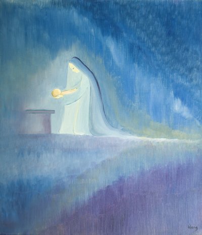 La Virgen María cuidó a su hijo Jesús con sencillez y alegría, 2001 de Elizabeth Wang