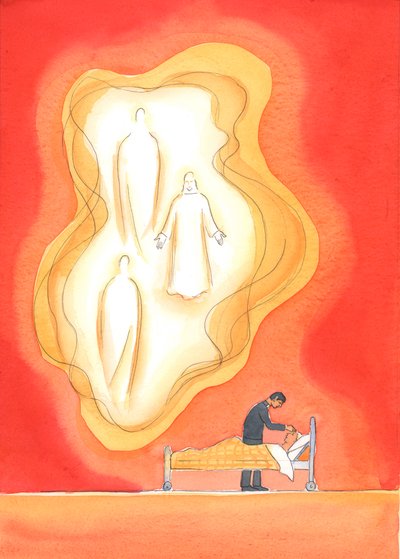 Las bendiciones dadas en el sacramento de los enfermos son dones de la Santísima Trinidad, trayendo una renovada participación en la vida de la Santísima Trinidad, con perdón, paz y muchos otros dones, 2004 de Elizabeth Wang