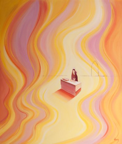 La gloria de Cristo en la Misa es como un fuego que ilumina el santuario. de Elizabeth Wang