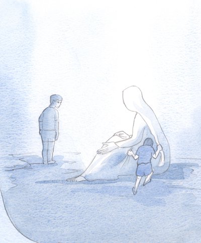 Para ilustrar nuestra relación con María, vi a un niño pequeño tirando ruidosamente, pero recibiendo consuelo; el otro niño, orgulloso y desconfiado, mantenía su distancia, por lo que carecía de su ayuda. de Elizabeth Wang