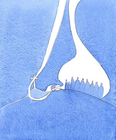 Podemos decir que Jesús, el Dios-hombre, vino a la tierra para fundar la Iglesia, 2005 (acuarela sobre papel) de Elizabeth Wang