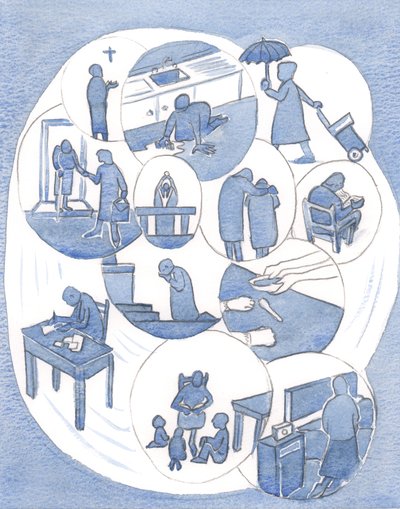Servimos a Cristo a través de todos nuestros deberes diarios, especialmente a través del amor al prójimo y los momentos de oración y adoración, 2000 de Elizabeth Wang