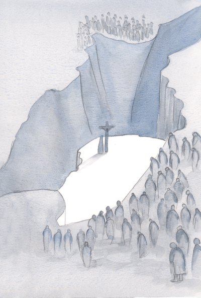 Qué abismo se abre ante nosotros en la Misa, cuando somos parte del Único Sacrificio por el pecado, unidos a esa época pasada cuando Cristo en la Cruz nos salvó., 2001 de Elizabeth Wang