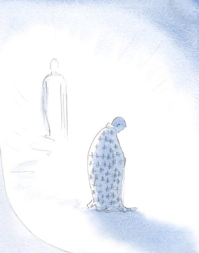 Cuando un alma renuncia a sus ambiciones personales, por amor a Cristo, Cristo le da la túnica que llevará mientras camina hacia el Padre. de Elizabeth Wang