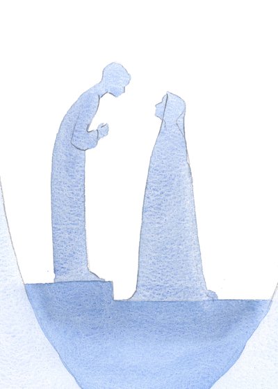 Cuando el niño Jesús fue encontrado en el Templo, se inclinó hacia adelante, explicando en silencio a su Santa Madre (con infinita bondad) que su trabajo ya había comenzado. de Elizabeth Wang