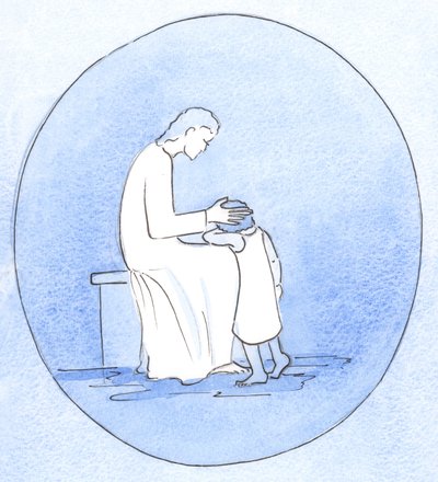 Cuando nos arrepentimos de nuestros pecados, Jesucristo nos mira con ternura, como cuando una madre abraza a su hijo de Elizabeth Wang