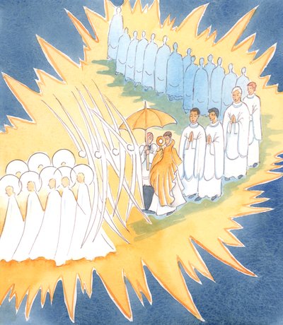 Siempre que honramos la Presencia de Jesús en el Santísimo Sacramento, los ángeles y santos se unen a nosotros en nuestra adoración de Elizabeth Wang