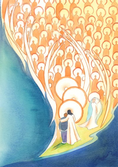 Cada vez que rezamos en el nombre de Jesús, incluso en la oscuridad o la soledad, compartimos la vida de toda la compañía del cielo. de Elizabeth Wang