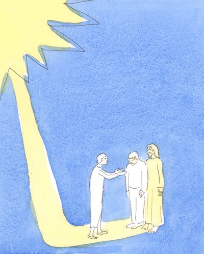 Quien esté dispuesto a abandonar la oración para atender a un vecino necesitado, al extender la mano para ayudar, está extendiendo la mano a Cristo, quien mira con amor y gratitud de Elizabeth Wang