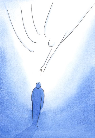 Dentro del manto de Nuestra Señora, el alma alegre es alimentada por Cristo, iluminada por Su Espíritu, y alentada a mirar hacia el Padre, 2002 de Elizabeth Wang
