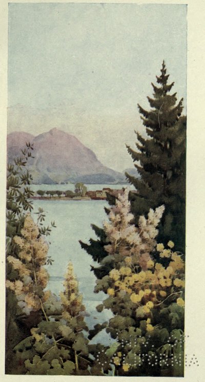Un jardín, Lago di Como, Ilustración de "Los lagos italianos" de Richard Bagot de Ella Du Cane