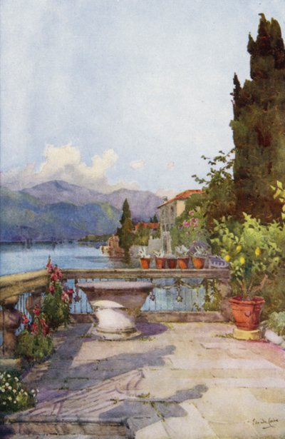 Un jardín en Orta (litografía en color) de Ella Du Cane