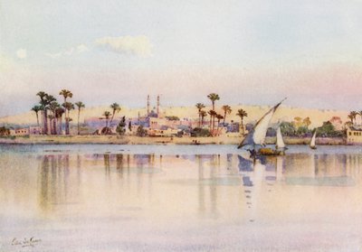 El Cairo y la Ciudadela desde Giza (litografía en color) de Ella Du Cane