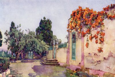Entrada a una villa española (litografía en color) de Ella Du Cane
