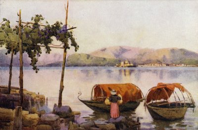 Atardecer, Lago de Orta (litografía en color) de Ella Du Cane