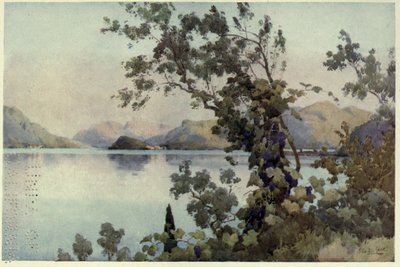 Atardecer, Lago di Como, Ilustración de 