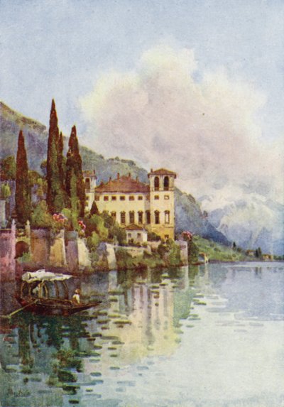 Gravedona, Lago de Como (litografía en color) de Ella Du Cane