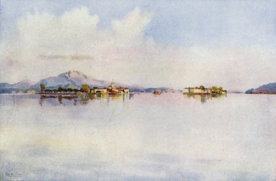 Isola Bella e Isola Pescatori, Lago Mayor (litografía en color) de Ella Du Cane