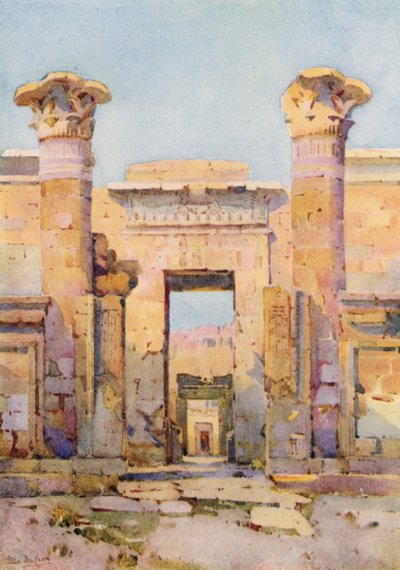 Medinet-Habu (litografía en color) de Ella Du Cane