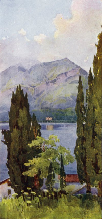 Monte Crocione, Lago de Como (litografía en color) de Ella Du Cane