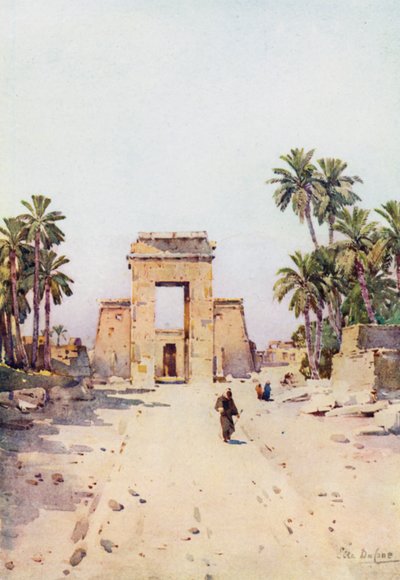 La puerta de Euergetes, Karnak (litografía en color) de Ella Du Cane