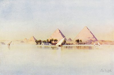 La Gran Pirámide de Giza (litografía en color) de Ella Du Cane