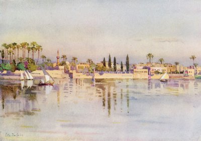 La isla de Roda, El Cairo (litografía en color) de Ella Du Cane